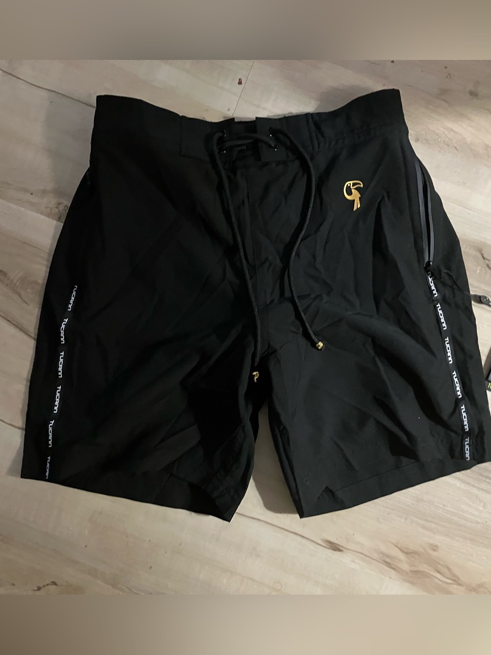 Tucann NWT - Men's Black Swim Trunks with Gold Accent on drawstrings -S